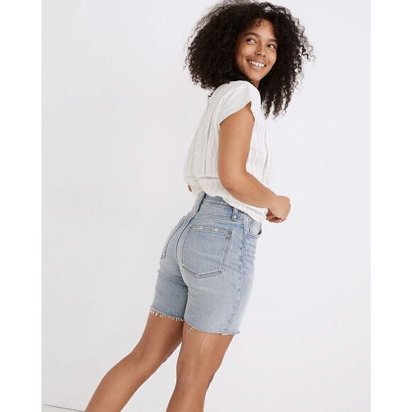 MADEWELL NWT High-Rise Mid-Length Denim Shorts size 23 - Picture 2 of 14